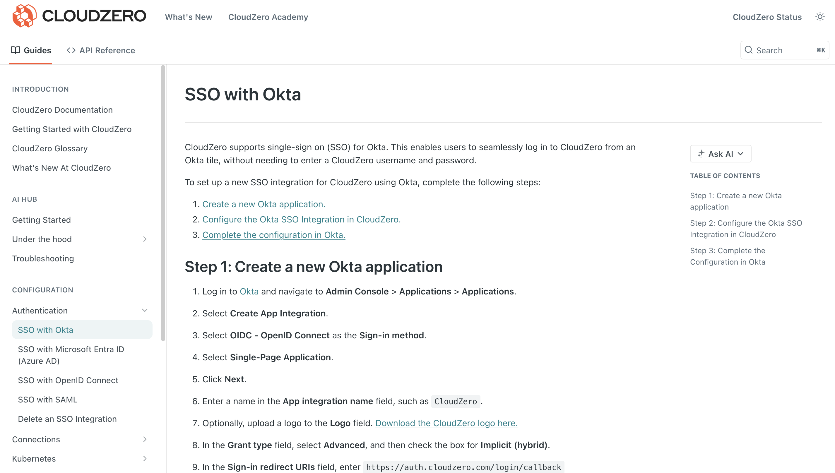 SSO with Okta documentation screenshot